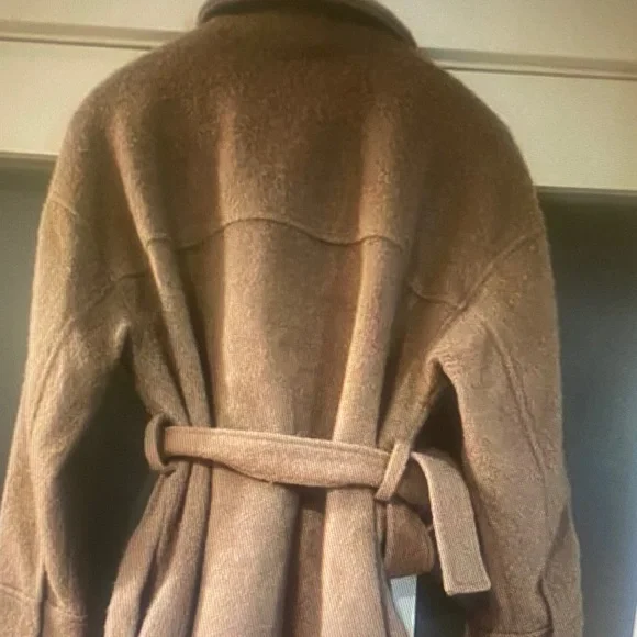Topshop Wool Blend Belted Shacket Jacket Brown Brushed Coat US 8 - Picture 2 of 9